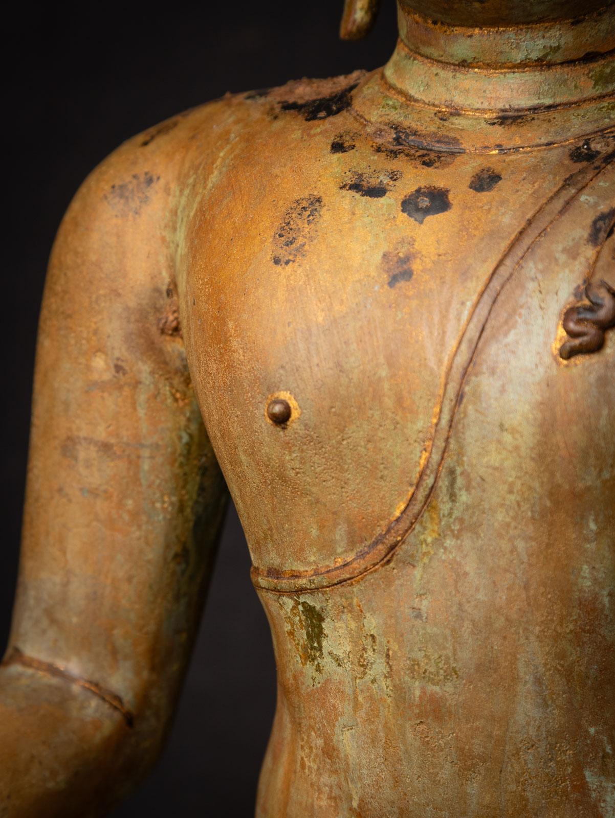 Antiker thailändischer Chiang Saen-Buddha aus Bronze aus Thailand aus dem frühen 19. Jahrhundert im Angebot 5