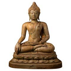 Début du 19e siècle Bouddha thaïlandais Chiang Saen en bronze ancien de Thaïlande