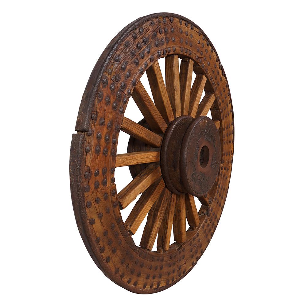 This Chinese Antique Huge Country Wagon Wheel is made by solid elm wood in Shan Xi, China. Although it has over 150 years history but it still maintain it very good working condition. It was originally used as the wheel of country wagon for daily