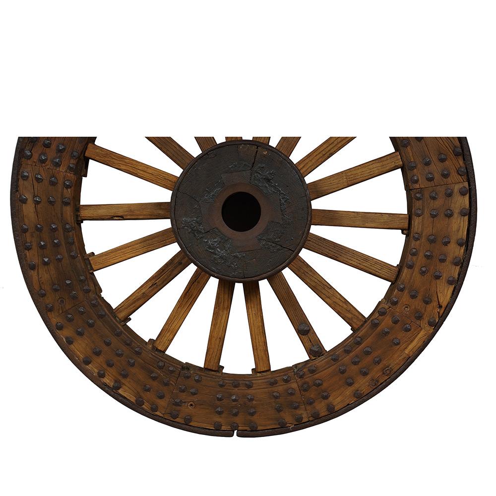 Exportation chinoise Grande roue de wagon de campagne chinoise ancienne du début du 19ème siècle en vente