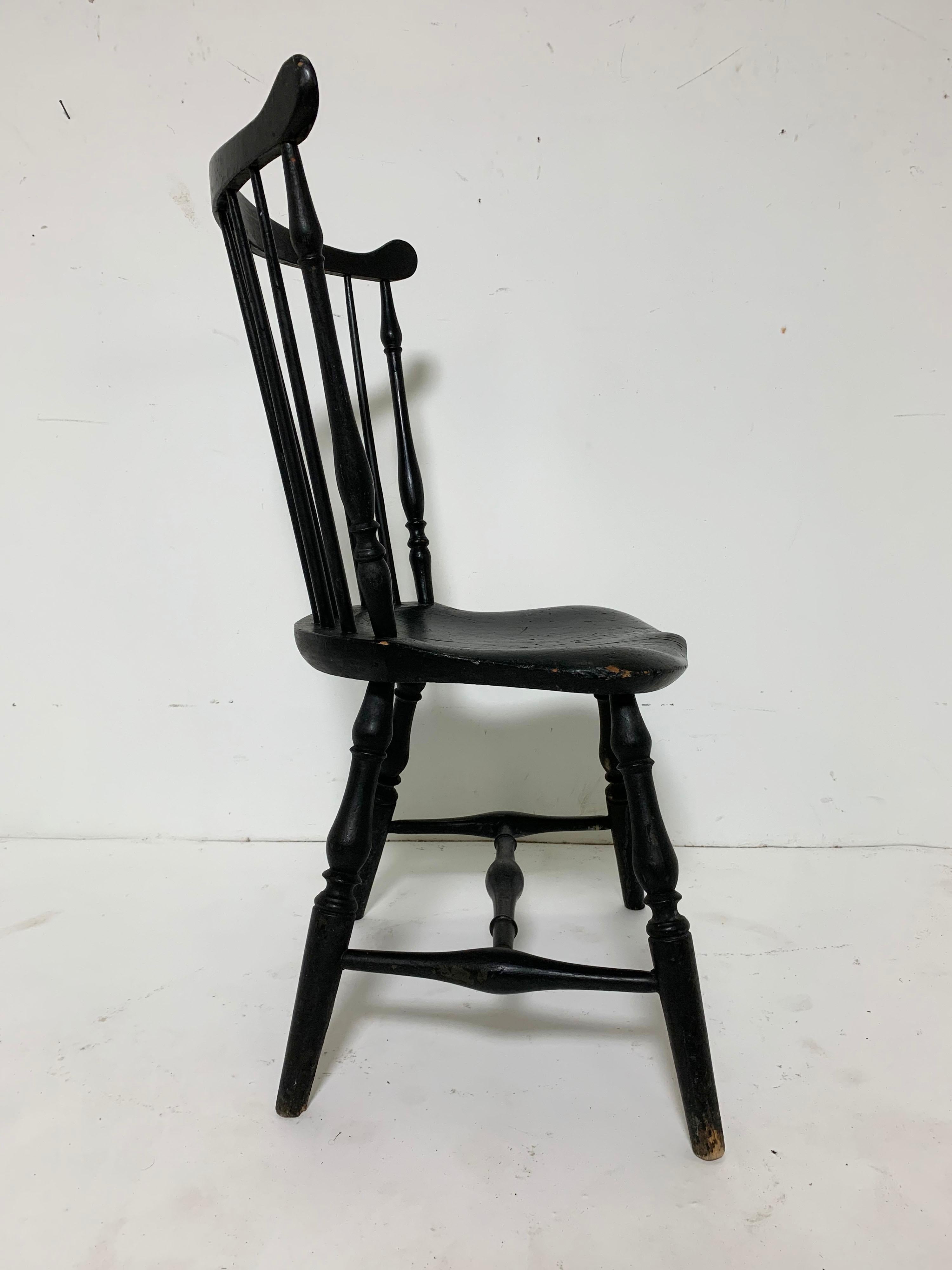 Early 19th Century Antique Comb-Back Windsor Chair Signed S. Hill In Good Condition In Peabody, MA