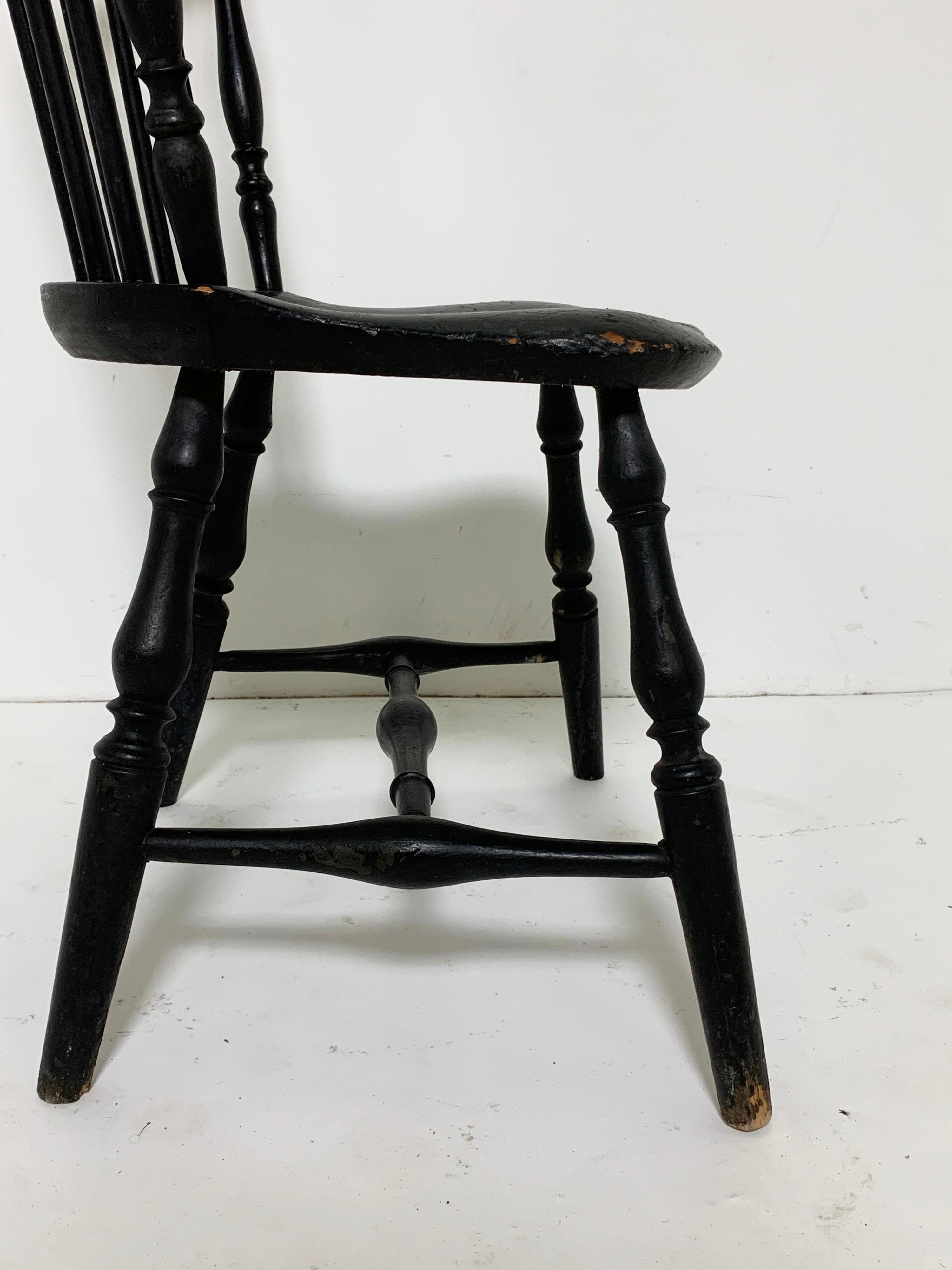 Wood Early 19th Century Antique Comb-Back Windsor Chair Signed S. Hill