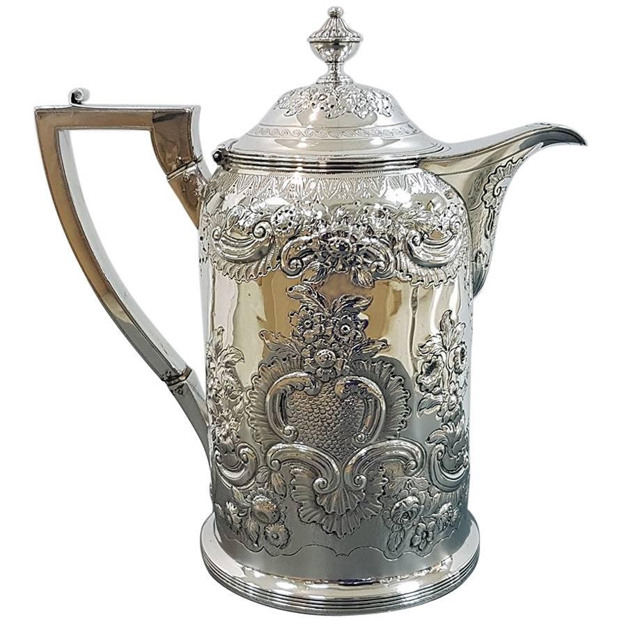 Early 19th Century Antique English Sterling Silver Hot Water Jug, London, 1809