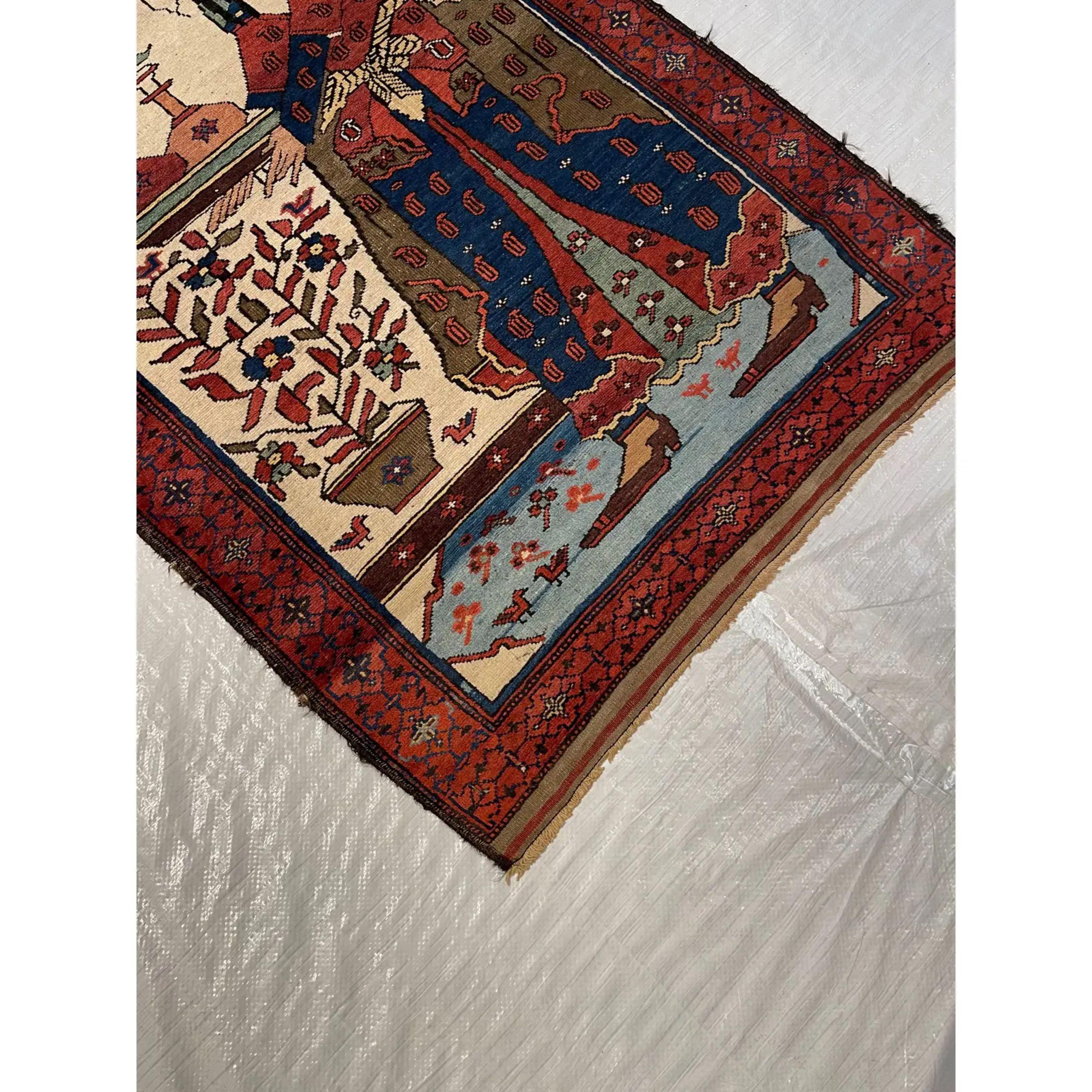 Empire Early 19th Century Antique Figural Pictorial Baloutch Rug 4'11'' X 3'0'' For Sale