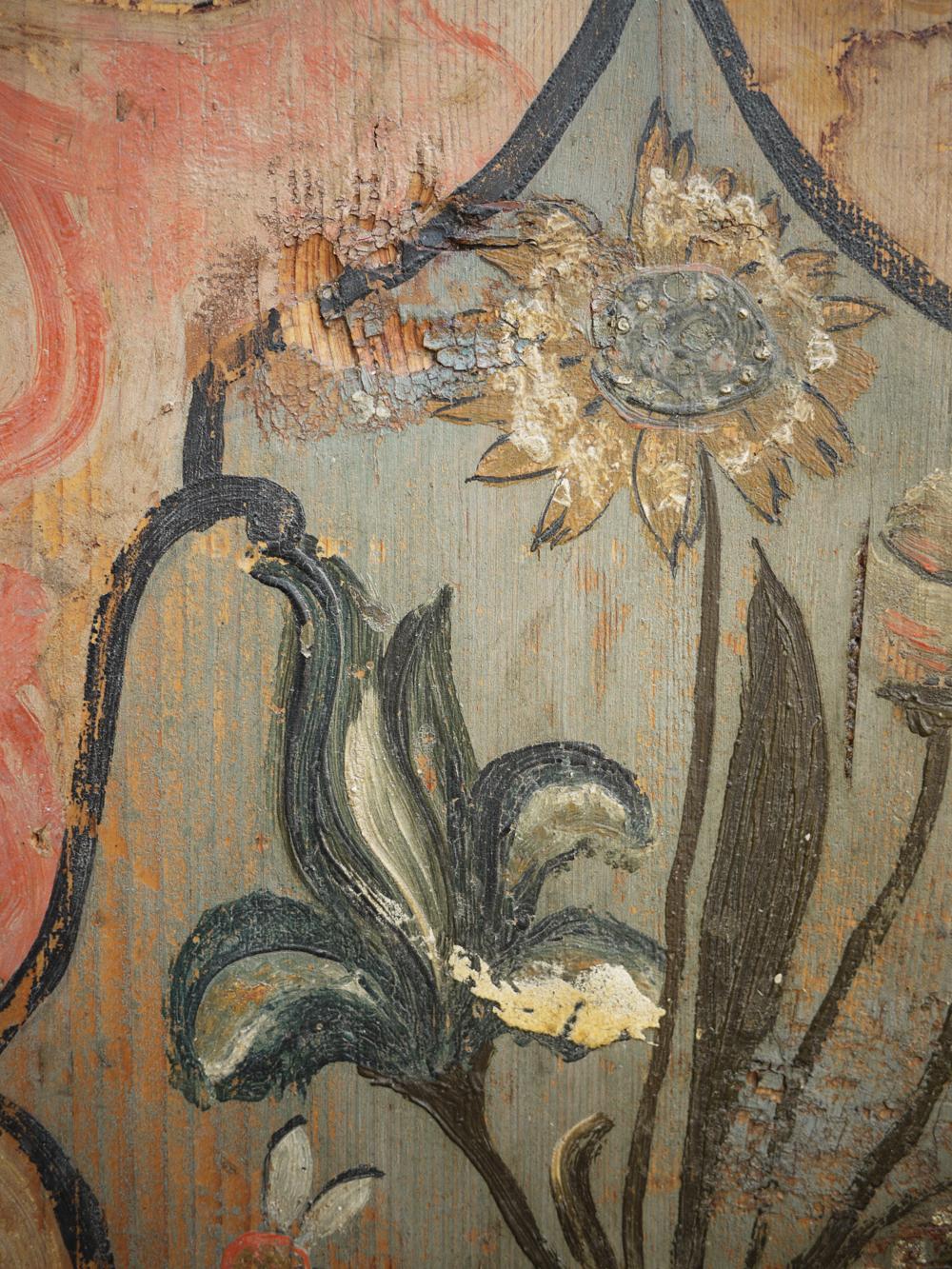 Hand-Painted Early 19th Century Antique Floral Hand Painted Cabinet