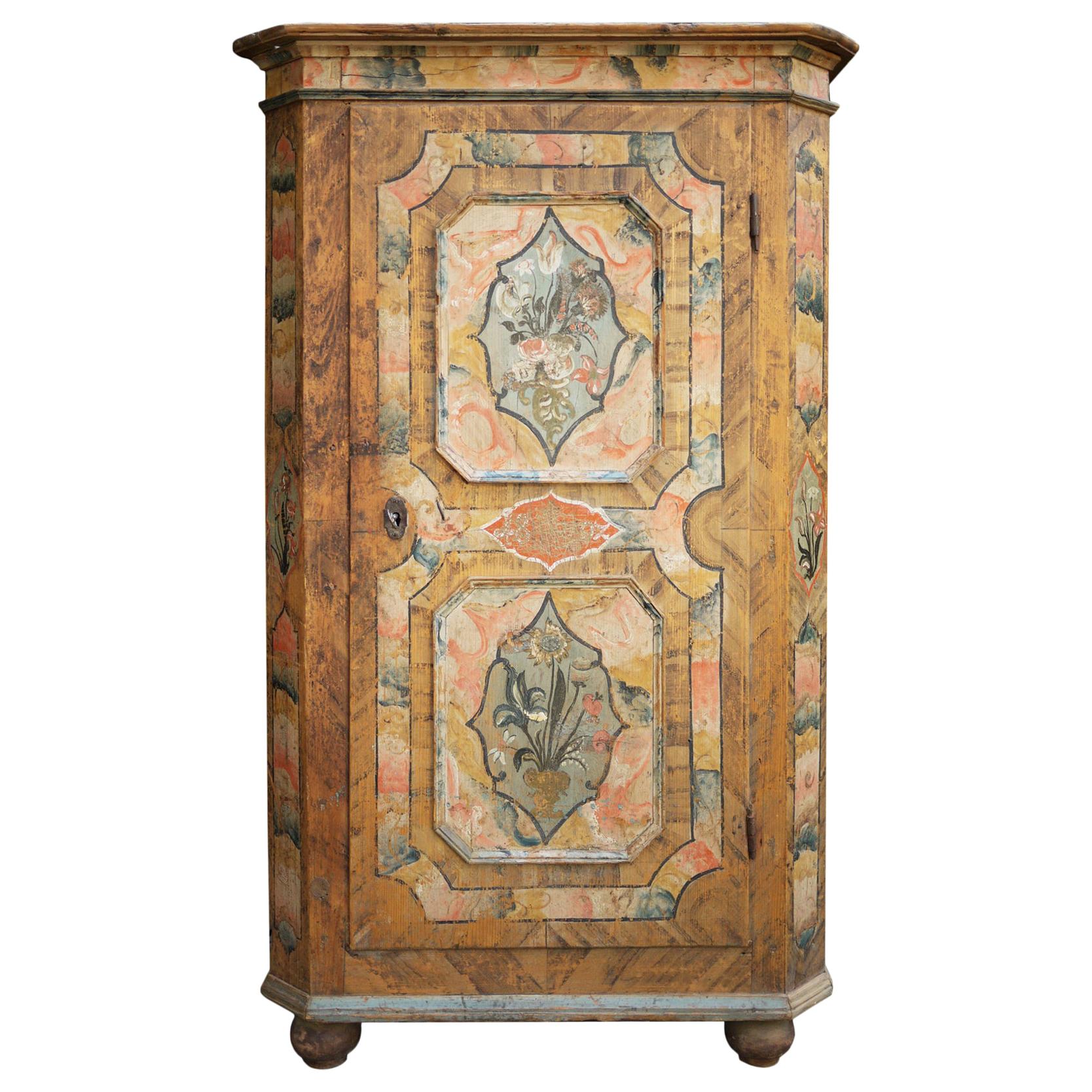 Early 19th Century Antique Floral Hand Painted Cabinet
