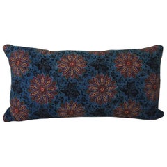 Early 19th Century Antique French Flower Blockprint Pillow