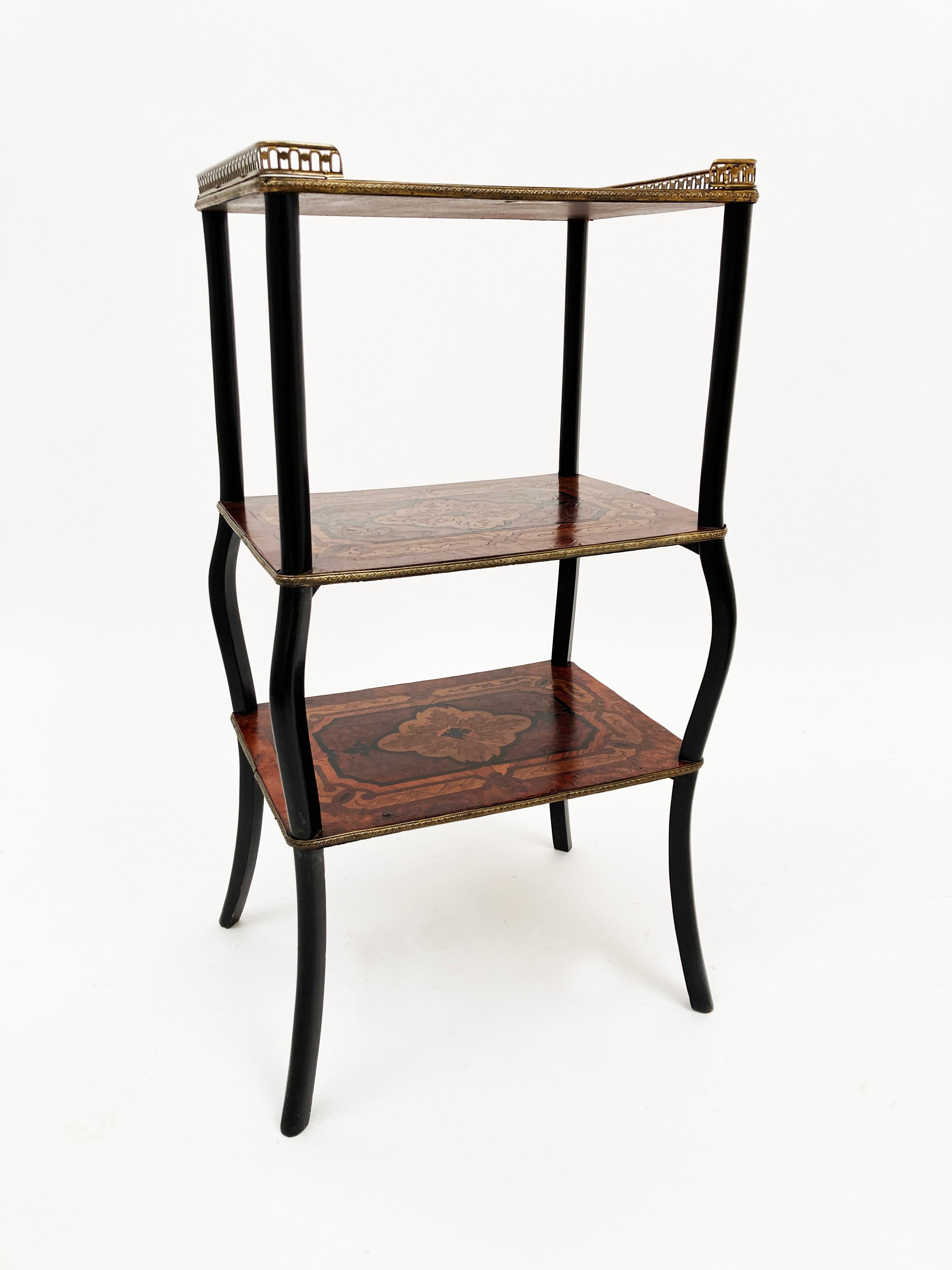 Early 19th Century Antique French Marquetry Inlaid 3-Tier Side Table For Sale 5