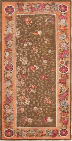Early 19th Century Antique French Savonnerie Floral Gallery Rug 5'11" x 12'3"