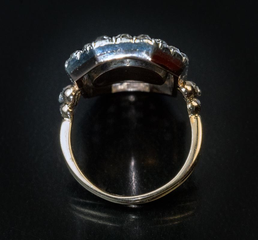 Georgian Early 19th Century Antique Garnet Diamond Openwork Ring