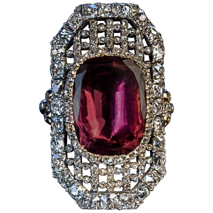 Early 19th Century Antique Garnet Diamond Openwork Ring