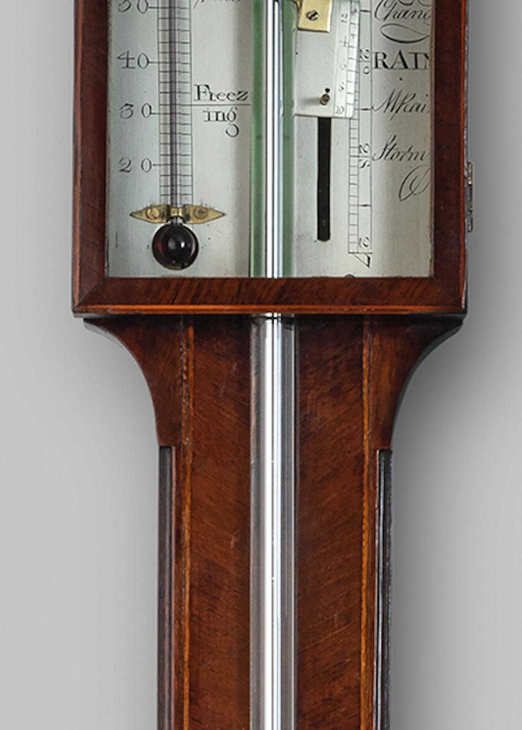 Early 19th Century Antique George III Mahogany Stick Barometer by Cremonino For Sale 1