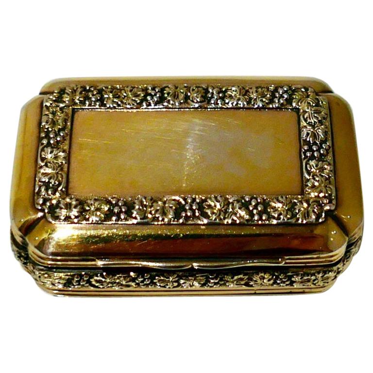 Early 19th Century Antique George III Sterling Silver Gilt Snuff Box London 1814 For Sale