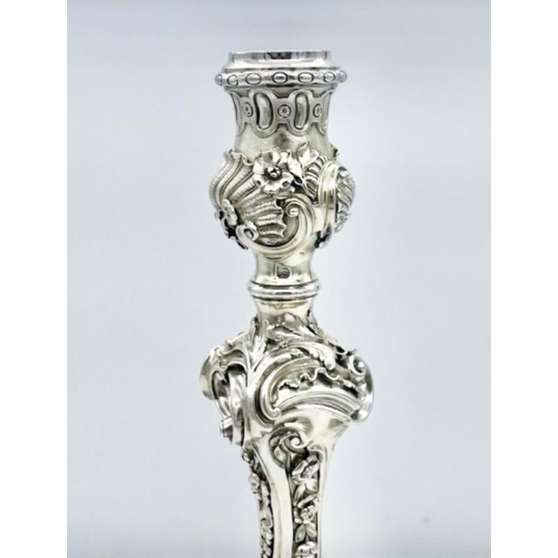 Early 19th Century Antique George IV Silver Pair Cast Candelabra London 1825. For Sale 6