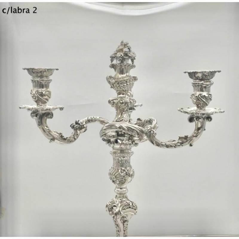Early 19th Century Antique George IV Silver Pair Cast Candelabra London 1825. For Sale 12