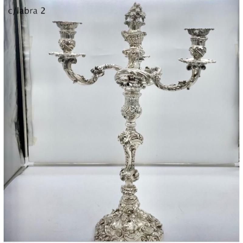 Early 19th Century Antique George IV Silver Pair Cast Candelabra London 1825. For Sale 14