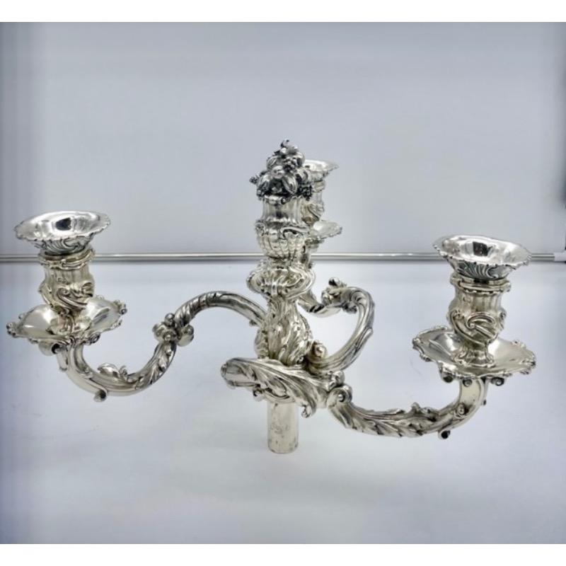 Early 19th Century Antique George IV Silver Pair Cast Candelabra London 1825. For Sale 1