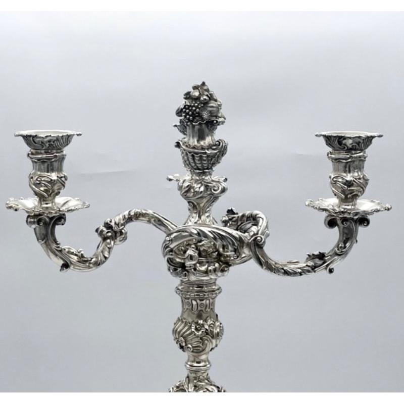 Early 19th Century Antique George IV Silver Pair Cast Candelabra London 1825. For Sale 2