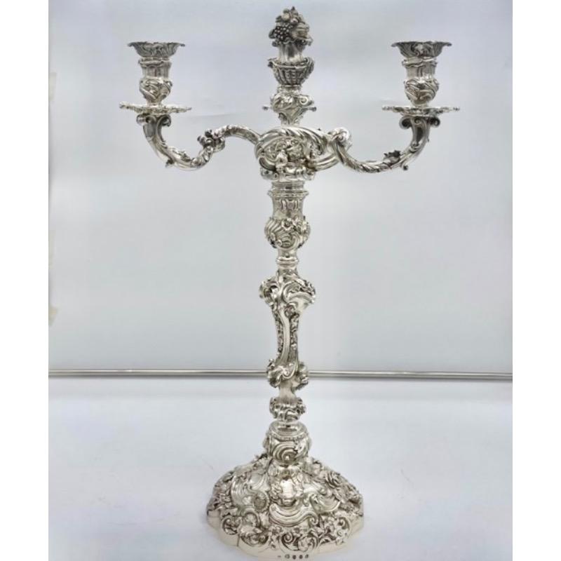 Early 19th Century Antique George IV Silver Pair Cast Candelabra London 1825. For Sale 4