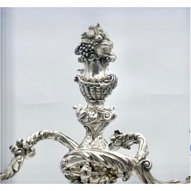 Early 19th Century Antique George IV Silver Pair Cast Candelabra London 1825. For Sale 5