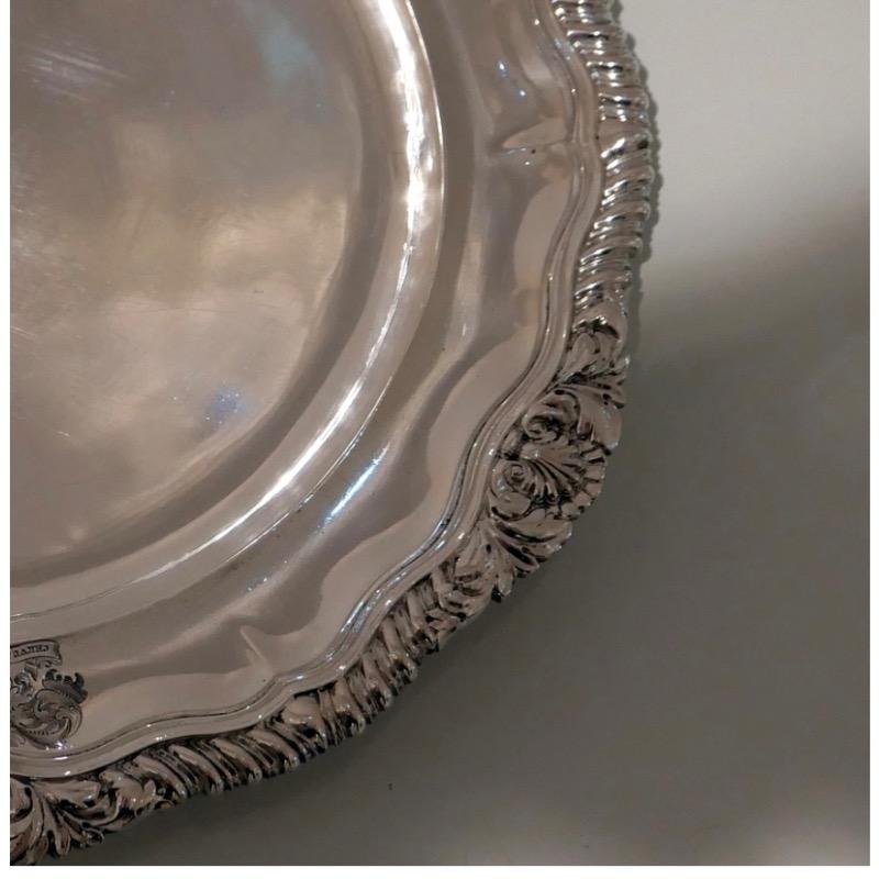 Mid-19th Century Early 19th Century Antique George IV Sterling Silver Set Twelve Dinner Plates  For Sale