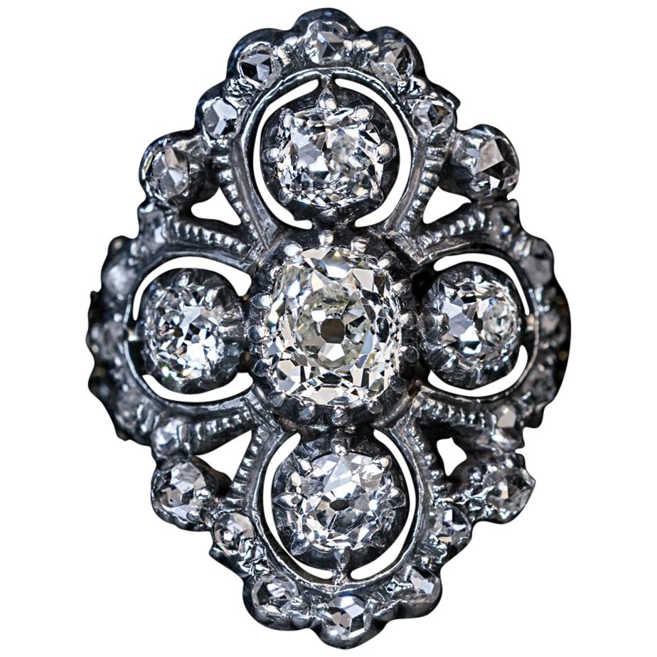 Early 19th Century Antique Georgian Openwork Diamond Ring