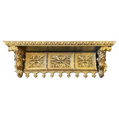 Antikes, vergoldetes, handgeschnitztes, italienisches Wandregal aus Holz, frühes 19. Jahrhundert