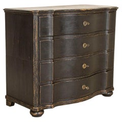 Early 19th Century Antique Large Baroque Chest of Four Drawers Painted Black