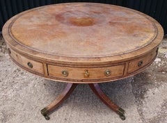 Early 19th Century Antique Mahogany Drum Library Table