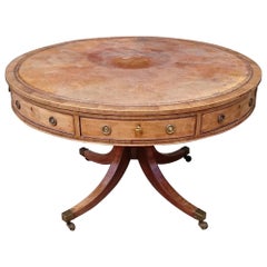 Early 19th Century Antique Mahogany Drum Library Table