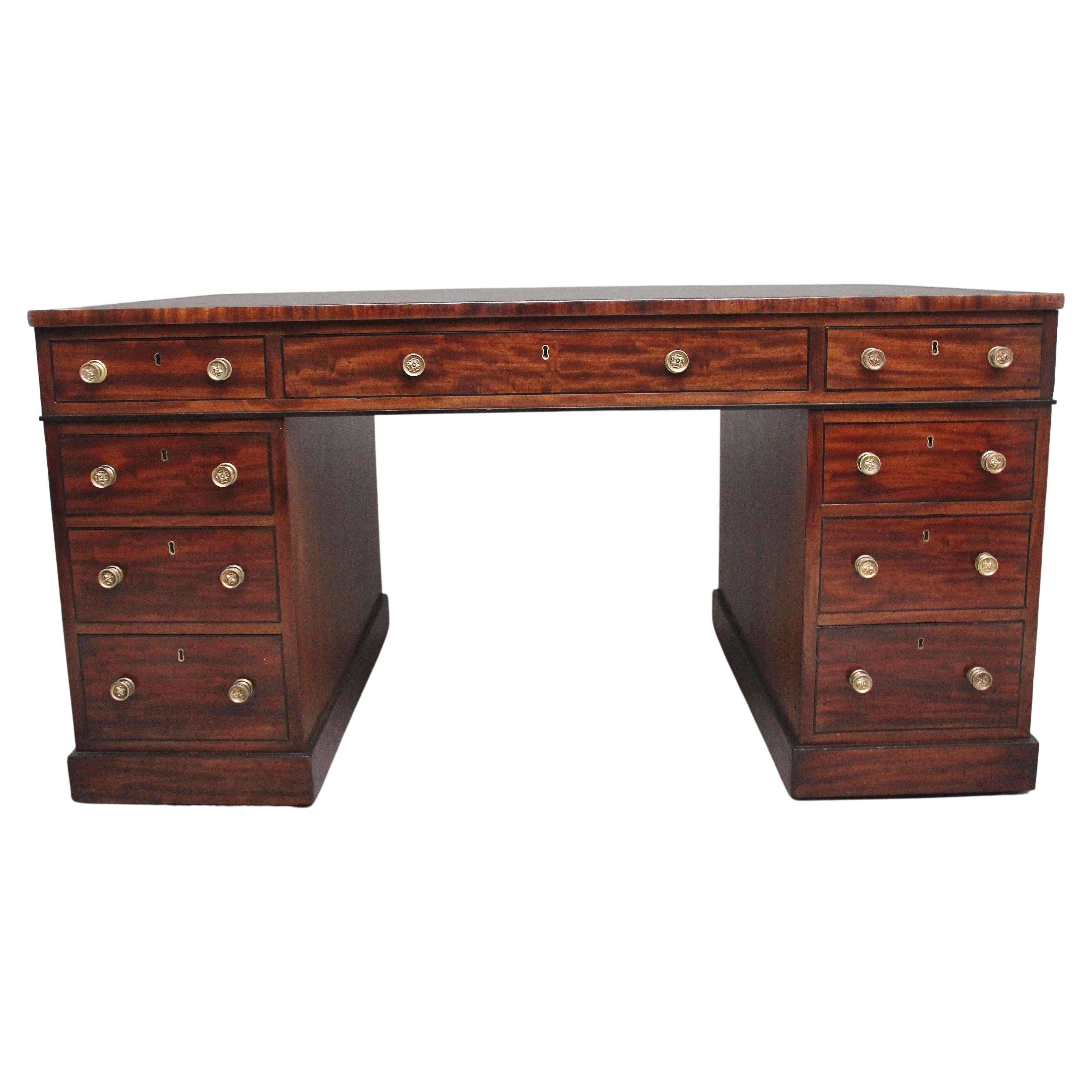 Early 19th Century Antique Mahogany Partners Desk