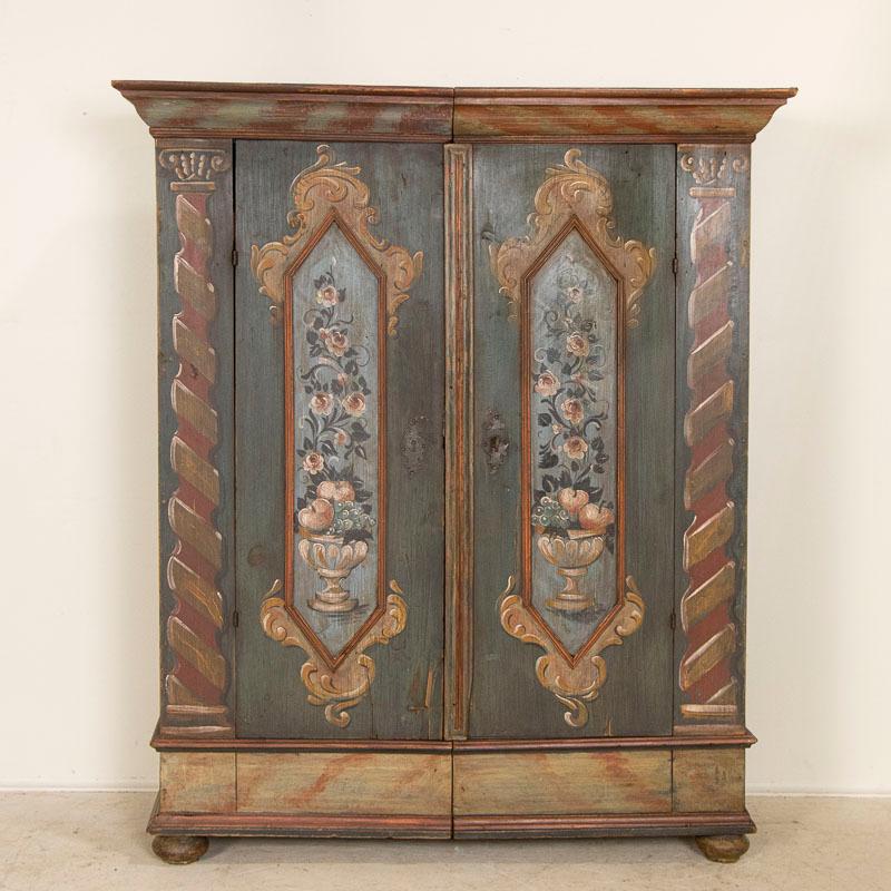 Early 19th Century Antique Original Painted Break Down Armoire from Germany In Good Condition For Sale In Round Top, TX