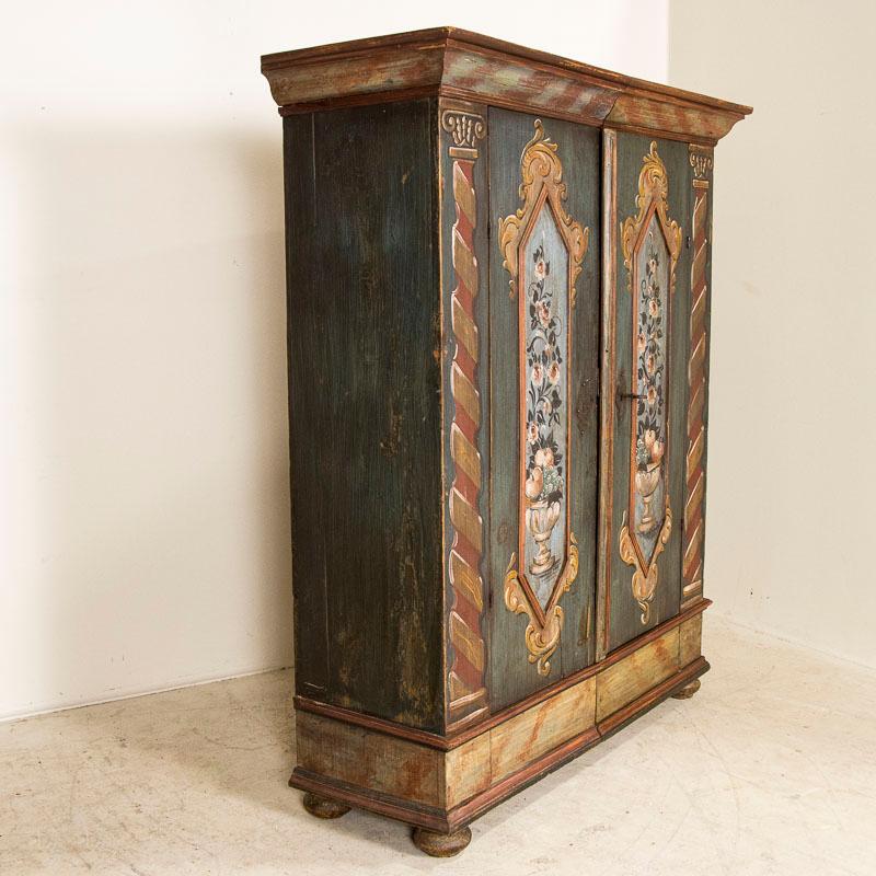 Early 19th Century Antique Original Painted Break Down Armoire from Germany For Sale 2