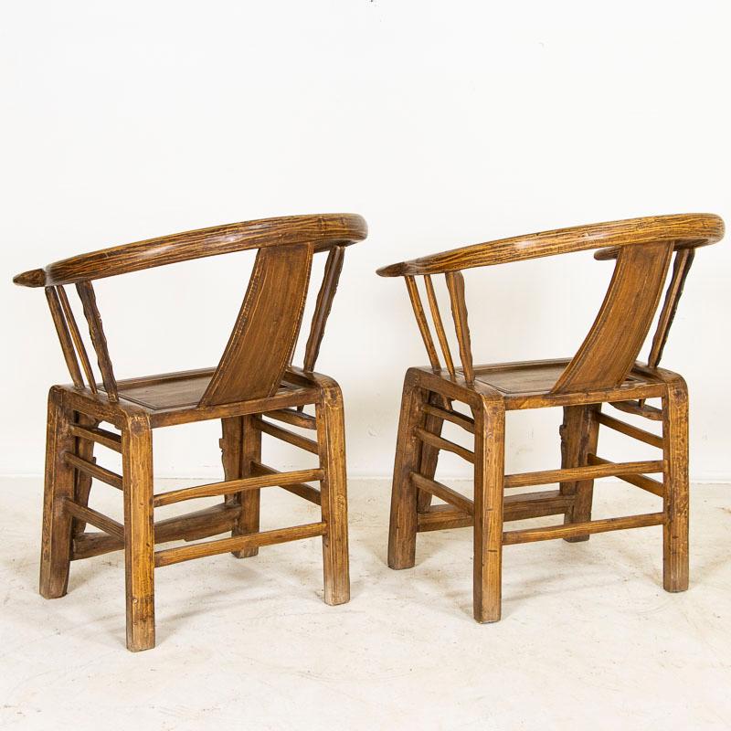 Wood Early 19th Century Antique Pair of Carved Arm Chairs from China For Sale