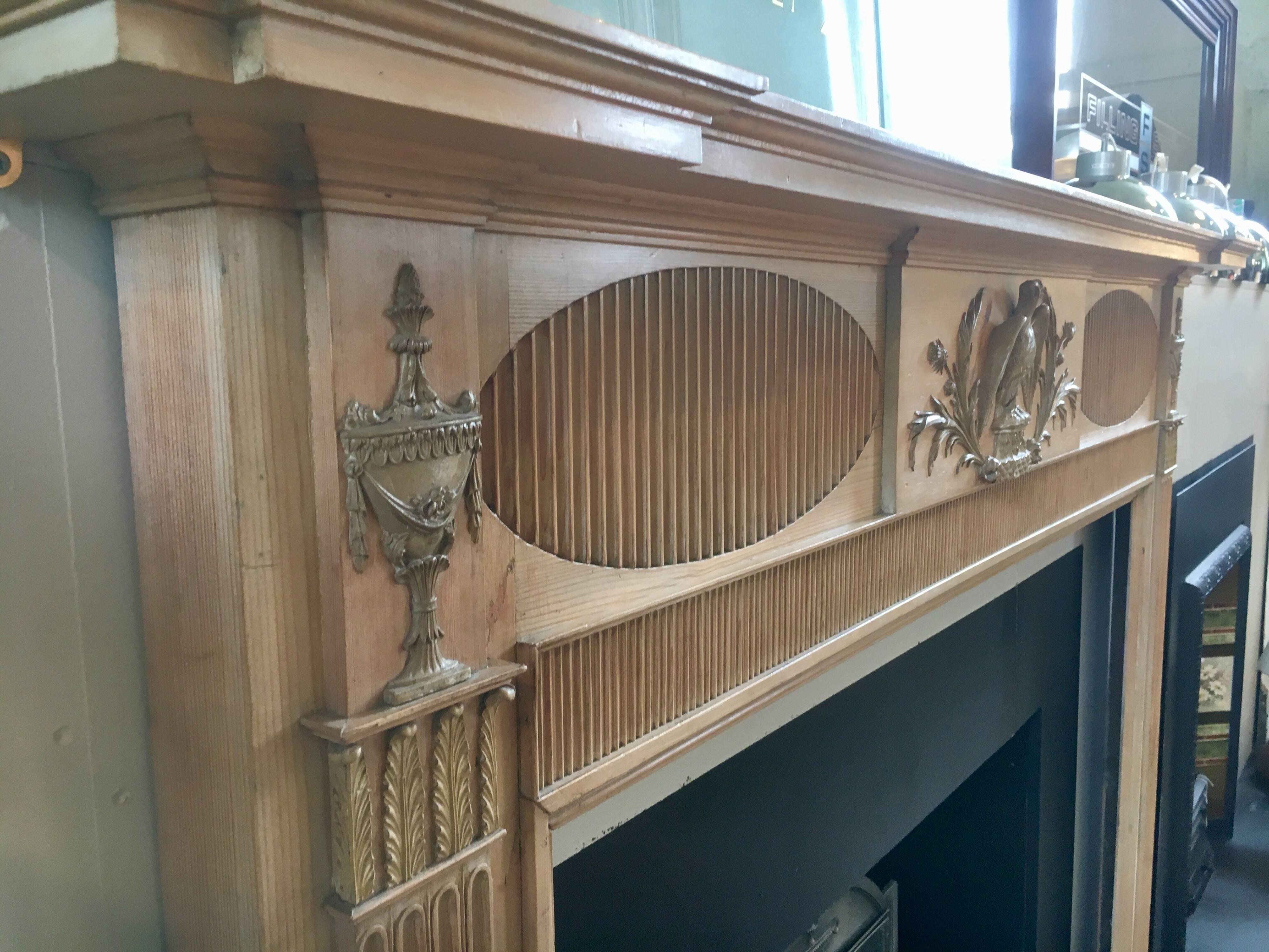 Scottish Early 19th Century Antique Pine & Gesso Georgian Timber Fireplace Surround