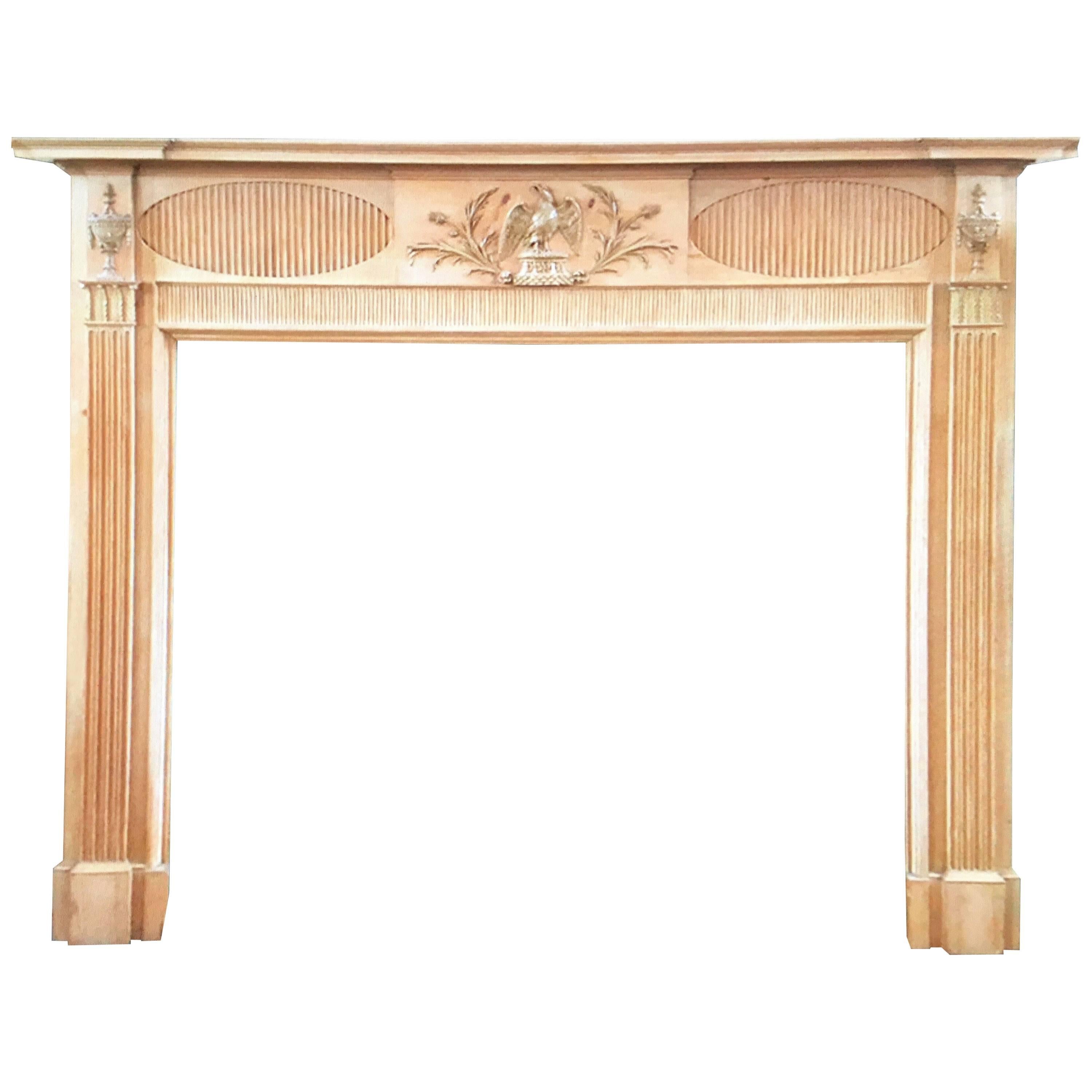 Early 19th Century Antique Pine & Gesso Georgian Timber Fireplace Surround