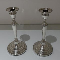Early 19th Century Antique Portuguese Silver Pair Candlesticks Lisbon circa 1820