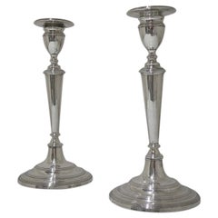 Early 19th Century Antique Portuguese Silver Pair Candlesticks Lisbon circa 1820