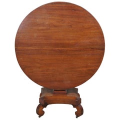 Early 19th Century Antique Regency Solid Mahogany Tilt-Top Round Tea Table