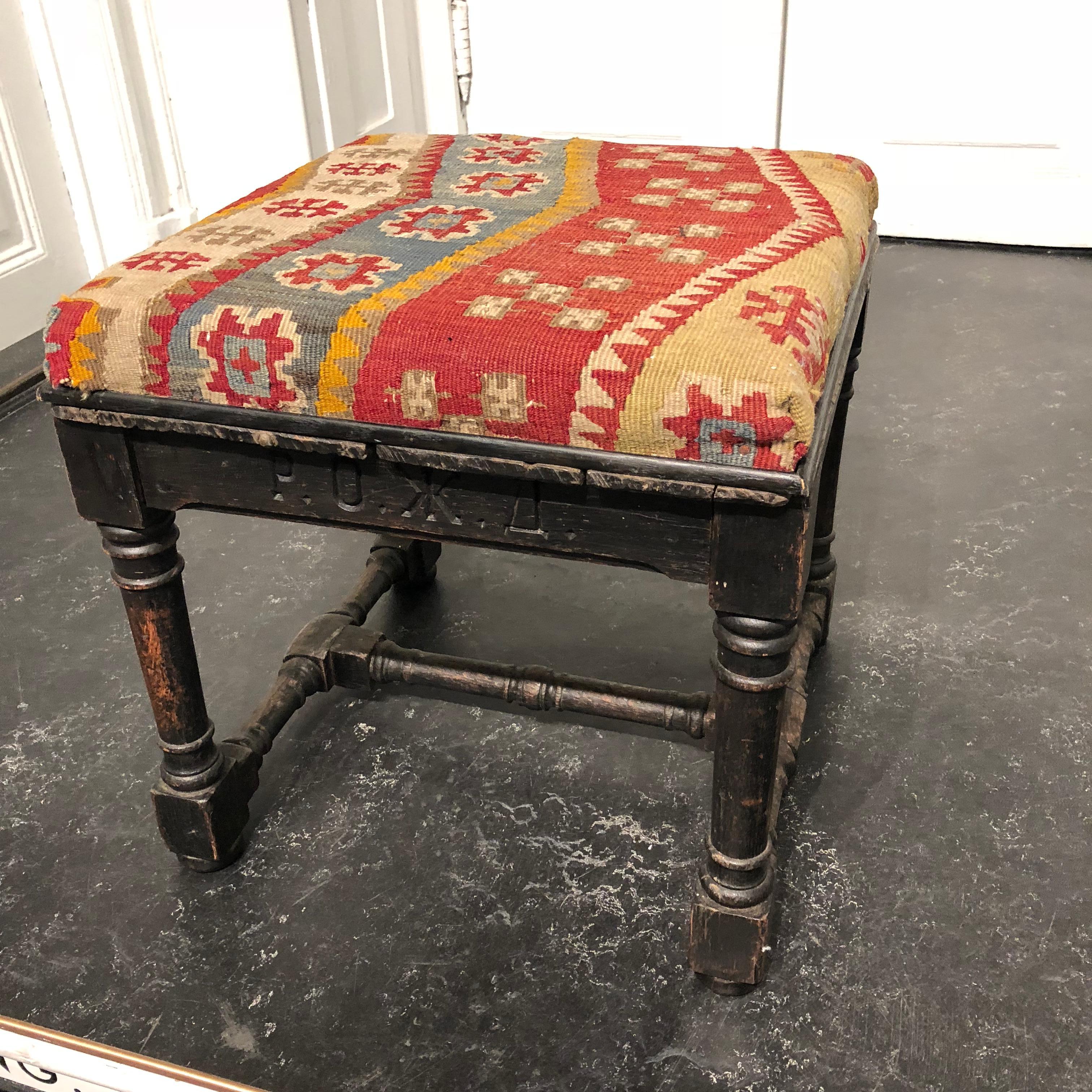 Early 19th Century Antique Russian Stool Or Ottoman Pouf 4