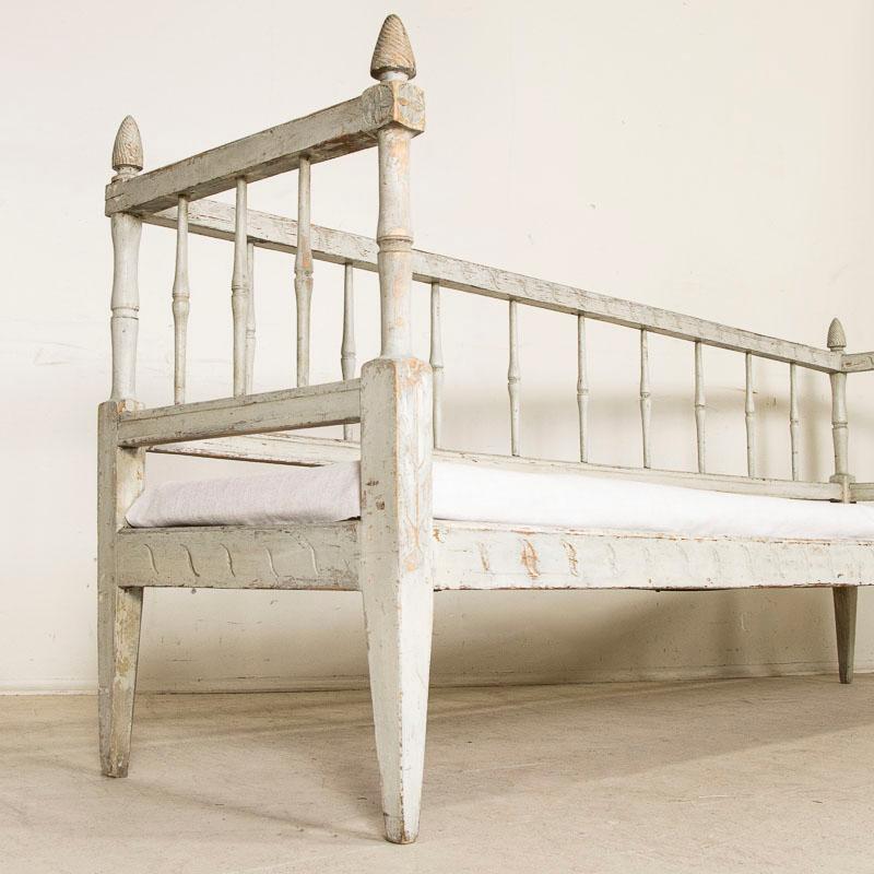 Early 19th Century Antique Swedish Gustavian Grey Painted Sofa / Bench 7