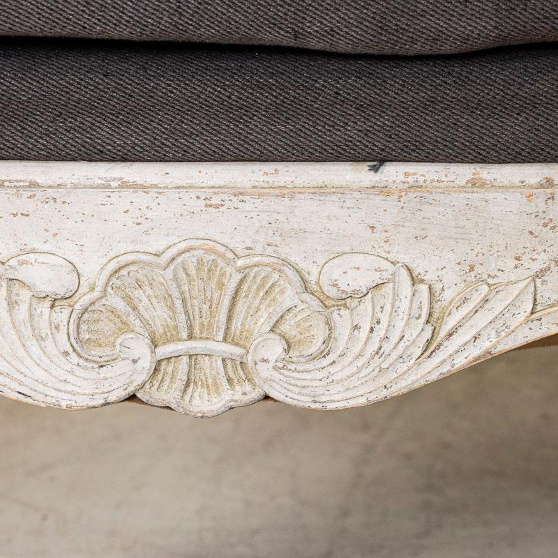 Early 19th Century Antique Swedish Rococo Gray Painted Sofa Bench For Sale 5