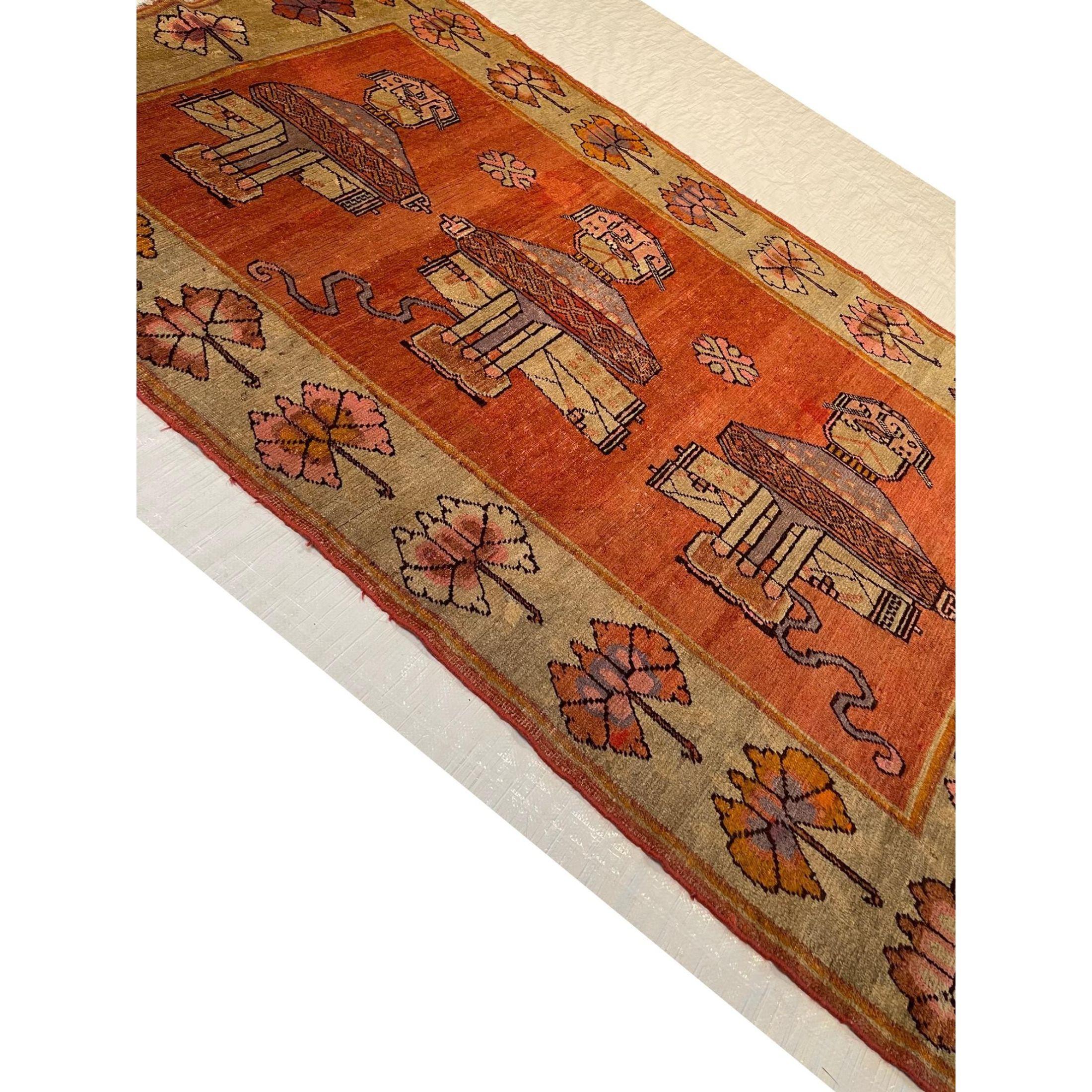 Antiker uschanischer Samarkand-Teppich aus dem frühen 19. Jahrhundert 7'5'' X 4'6'' (Usbekisch) im Angebot