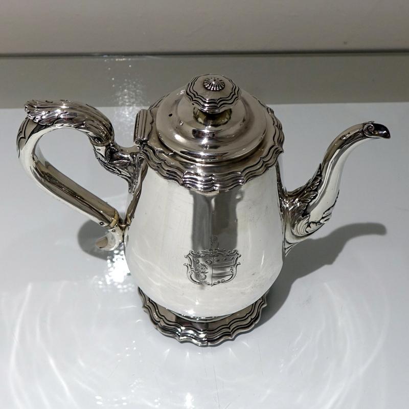 Early 19th Century Antique William IV Sterling Silver Coffee Pot London 1834 Mic For Sale 7