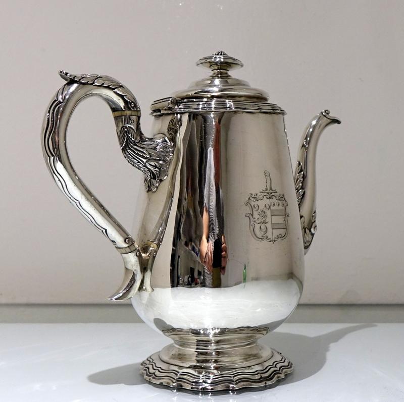 Early 19th Century Antique William IV Sterling Silver Coffee Pot London 1834 Mic For Sale 2