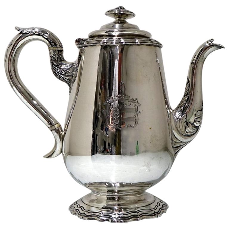 Early 19th Century Antique William IV Sterling Silver Coffee Pot London 1834 Mic For Sale