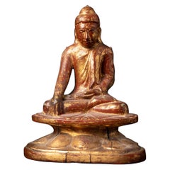 Early 19th century Antique wooden Burmese Lotus Buddha from Burma