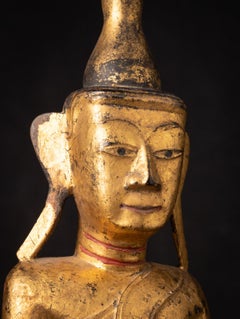 Early 19th century Antique wooden Burmese Shan Buddha statue from Burma