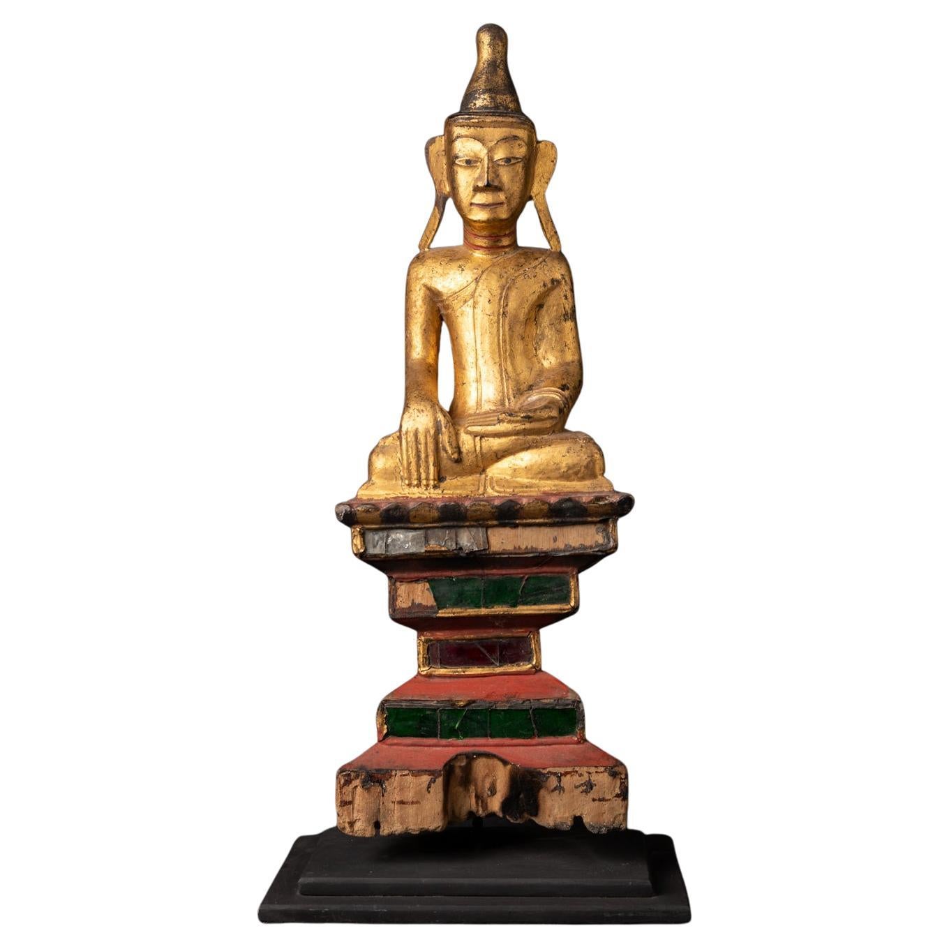 Début du 19ème siècle Statue de Bouddha Shan en bois de Birmanie