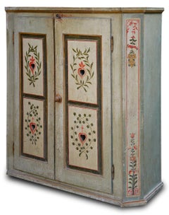 Early 19th Century Aquamarine Green Painted Cabinet